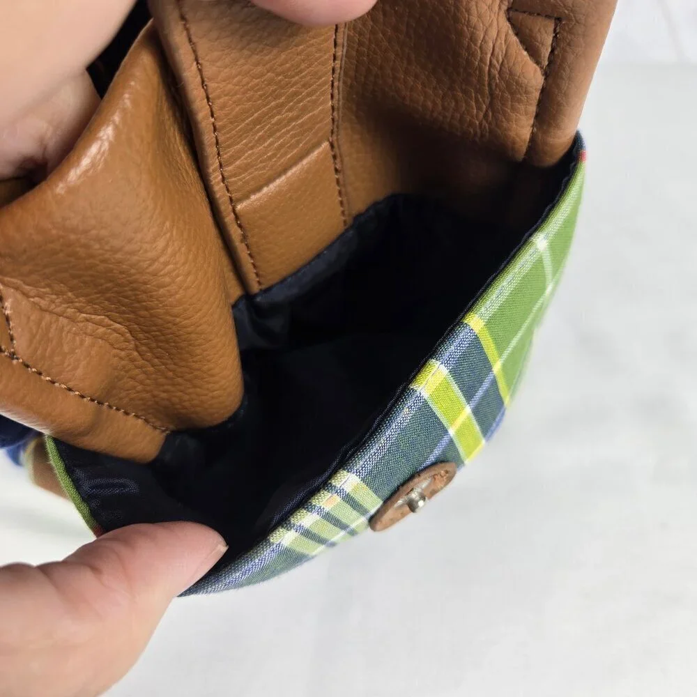 Tommy Hilfiger Plaid Double Handle Satchel Bag w/ Wristlet Faux Leather